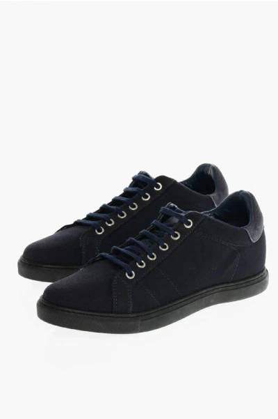 Corneliani Cc Collection Fabric Low Top Sneakers With Suede Trims