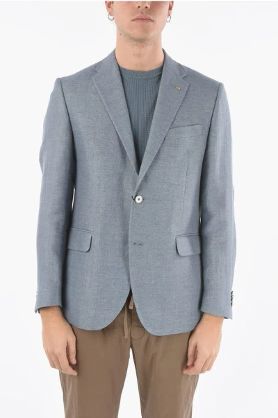 Corneliani Cc Collection Flap Pocket Right 2-button Blazer In Blue