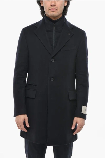 Corneliani Cc Collection Flap Pockets Virgin Wool Coat With Chest Piece In Black
