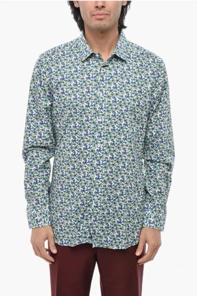 Corneliani Cc Collection Floral Patterned Popeline Shirt In Multi