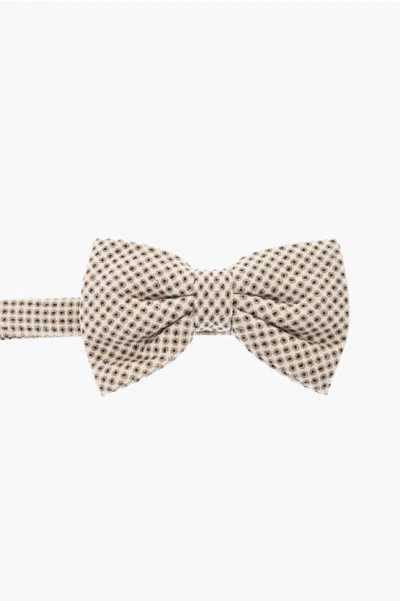 Corneliani Cc Collection Geometric Patterned Silk Bow Tie In Sand