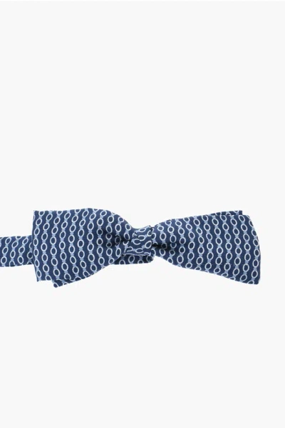 Corneliani Cc Collection Geometric Patterned Silk Bow Tie In Blue