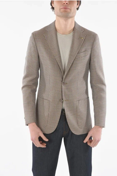 Corneliani Cc Collection Geometric Patterned Virgin Wool Refined 2-butt In Gray