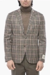 Corneliani Cc Collection Gingham Check Virgin Wool Blend Jacket In Brown