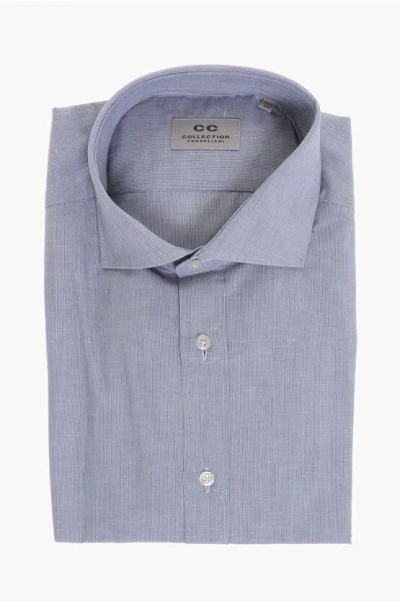 Corneliani Cc Collection Hairline Patterned Linen Blend Shirt Grösse 44