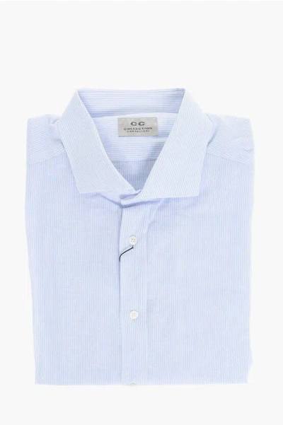 Corneliani Cc Collection Hairline Patterned Linen Blend Shirt