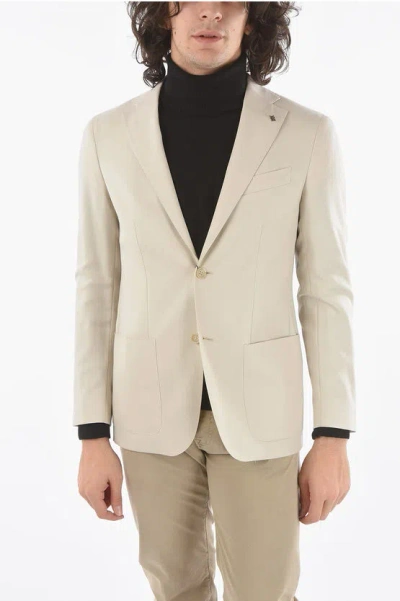 Corneliani Cc Collection Half-lined Blazer With Sewn Pockets And Notch In White