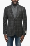Corneliani Cc Collection District Check Wool Blazer With Peak Lapel