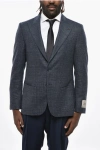 Corneliani Cc Collection Half-lined District Check Wool Blazer In Gray