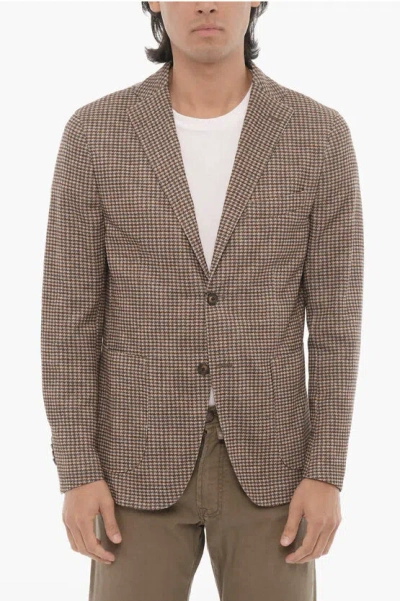 Corneliani Cc Collection Half-lined Houndstooth Suit In Gray