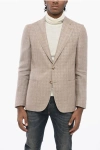 Corneliani Cc Collection Half-lined Jacquard Linen Blazer With Patch Po