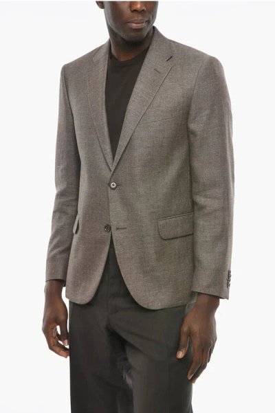 Corneliani Cc Collection Half-lined Refined Blazer With Hopsack Pattern In Gray