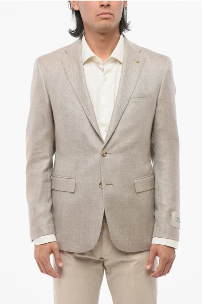 Corneliani Cc Collection Half-lined Refined Silk Blend Blazer In Sand