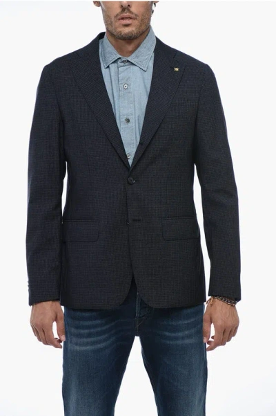 Corneliani Cc Collection Half-lined Retailored Blazer With Tattersall P In Blue