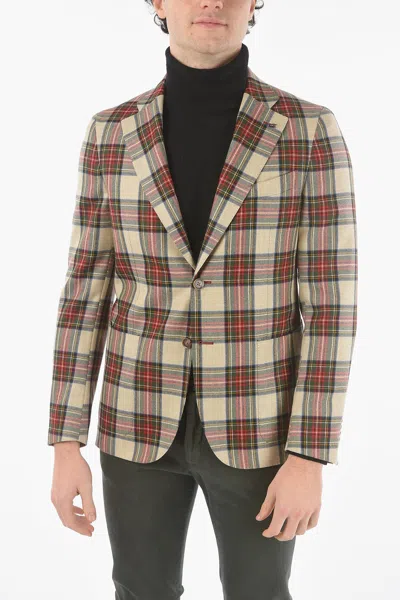 Corneliani Cc Collection Half-lined Reward Plaid Check Blazer In Multi