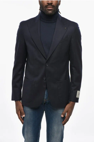 Corneliani Cc Collection Half-lined Virgin Wool Blazer With Peak Lapel In Black