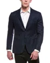 Corneliani Cc Collection Half-lined Jacquard Wool-blend Blazer In Blue