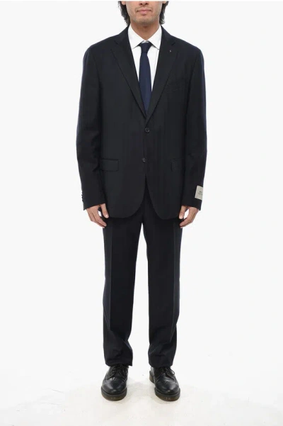 Corneliani Cc Collection Herringbone Motif Virgin Wool 2-button Blazer In Black