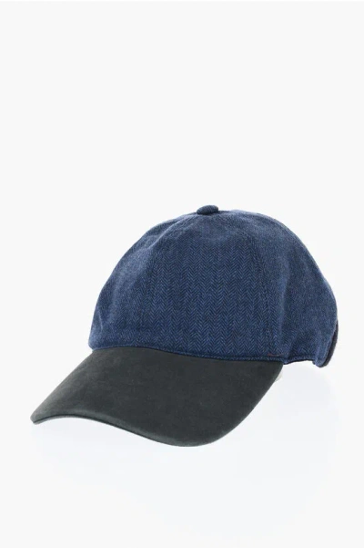 Corneliani Cc Collection Herringbone Wool Baseball Cap
