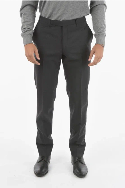 Corneliani Cc Collection Hidden Fastening Refined Virgin Wool Pants In Black