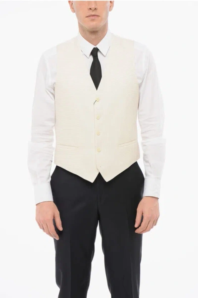 Corneliani Cc Collection Honeycomb Silk Blend Vest In White