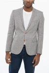 CORNELIANI CC COLLECTION HOUNDSTOOTH LINEN BLEND RESET BLAZER