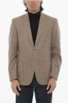 Corneliani Cc Collection Houndstooth Motif Virgin Wool 2-button Blazer