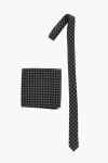 Corneliani Cc Collection Houndstooth Patterned Pocket Square And Tie Se