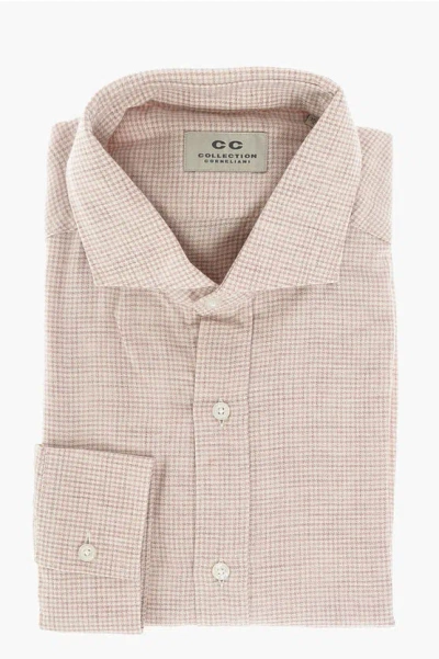 Corneliani Cc Collection Houndstooth Wool And Cotton Shirt In Neutral