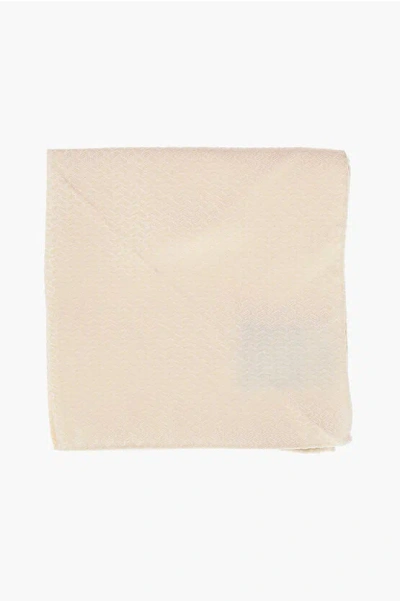 Corneliani Cc Collection Jacquard Silk Pocket Square In Neutral