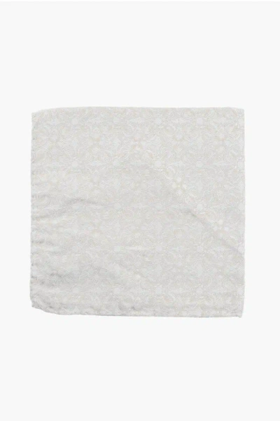 Corneliani Cc Collection Jacquard Silk Pocket Square In Gray