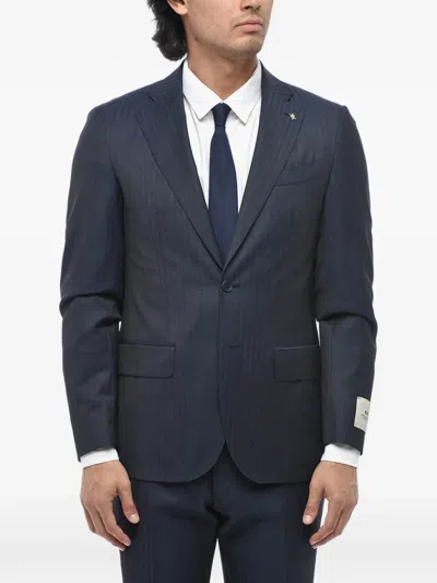 Corneliani Cc Collection Jacquard Virgin Wool Suit (set Of Two) In Blue