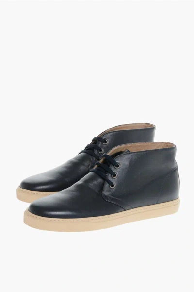 Corneliani Cc Collection Leather Chukka Boots With Contrasting Sole In Black