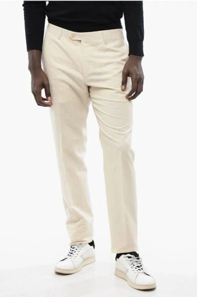 Corneliani Cc Collection Linen And Cotton Right Pants In Gray