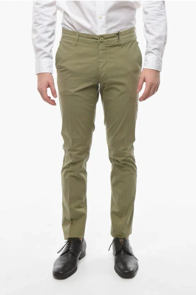 Corneliani Cc Collection Linen Blend Chinos Pants With Belt Loops In Green