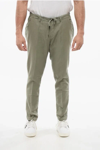 Corneliani Cc Collection Linen Blend Pants With Drawstringed Waist