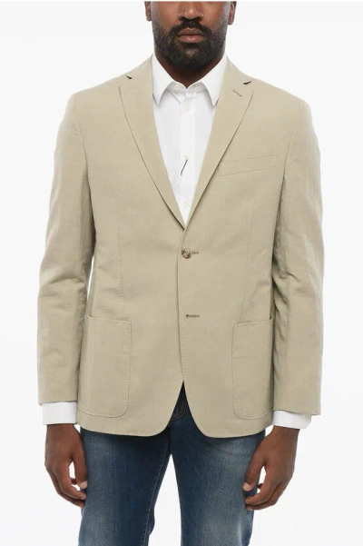 Corneliani Cc Collection Linen-blend Two-button Jacket With Two Vents A In Black