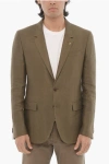 Corneliani Cc Collection Linen Half-lined Blazer With Hopsack Motif