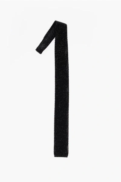 Corneliani Cc Collection Lurex And Silk Tie In Black