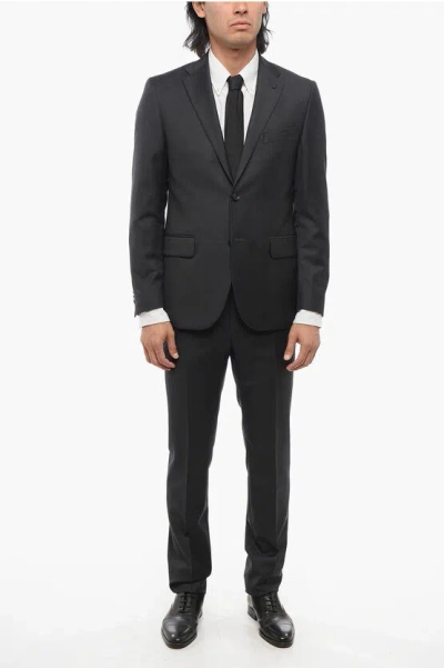 Corneliani Cc Collection Melange Virgin Wool Suit With Flap Pockets