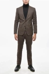 Corneliani Cc Collection Micro Houndstooth Motif Side Vents Notch Lapel In Brown