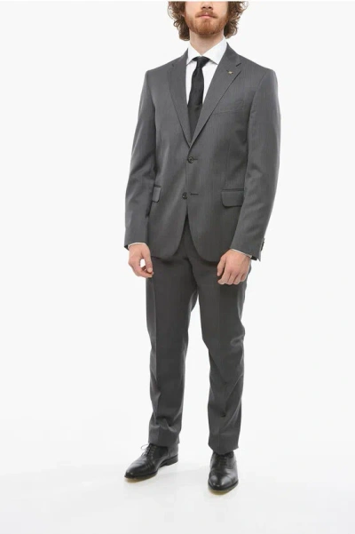 Corneliani Cc Collection Notch Lapel Right Pinstriped Suit In Gray