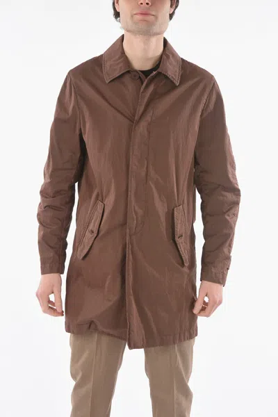 Corneliani Cc Collection O.wear Hidden Closure Balmacaan Coat In Brown