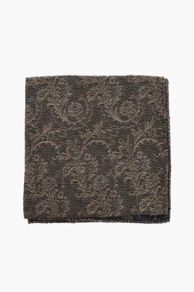 Corneliani Cc Collection Patterned Cotton And Silk Pocket Square In Brown
