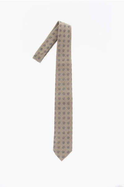 Corneliani Cc Collection Patterned Silk And Cotton Tie In Neutral