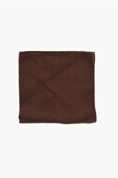Corneliani Cc Collection Patterned Silk And Wool Pocket Square