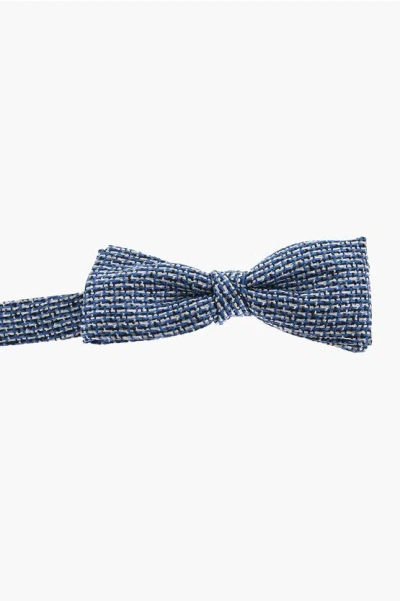 Corneliani Cc Collection Patterned Silk Bow Tie In Blue