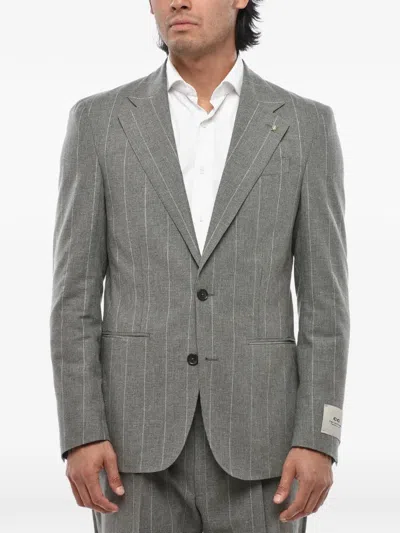 Corneliani Cc Collection Pinstripe Single-breasted Suit In Gray