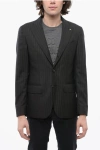 Corneliani Cc Collection Pinstriped Side Vents Notch Lapel 3-button Bla