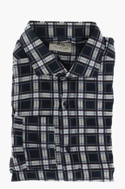 Corneliani Cc Collection Plaid Check Cotton Shirt With Standard Collar In Multi
